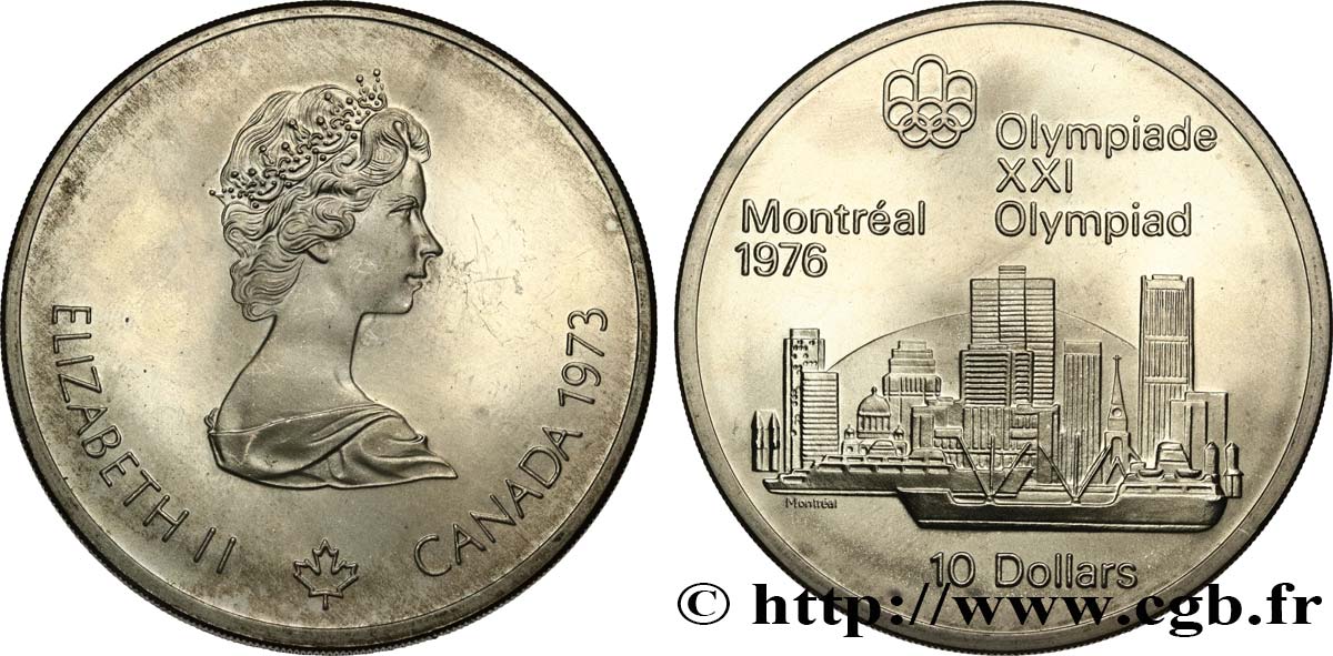 CANADA 10 Dollars JO Montréal 1976 “skyline” de Montréal 1973  SPL 