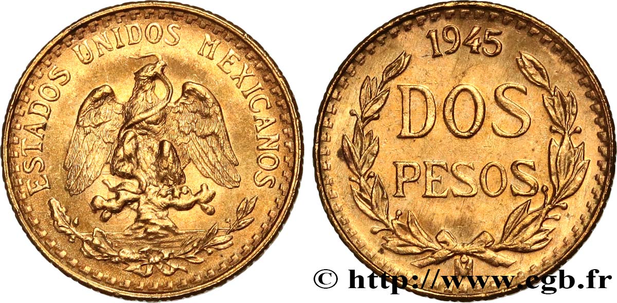 MÉXICO 2 Pesos 1945 Mexico SC 