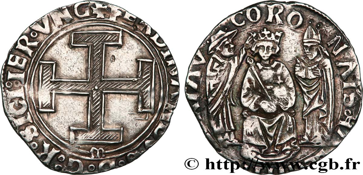 NAPLES - KINGDOM OF NAPLES - FERDINAND I Coronato ou carlin n.d. Naples XF 