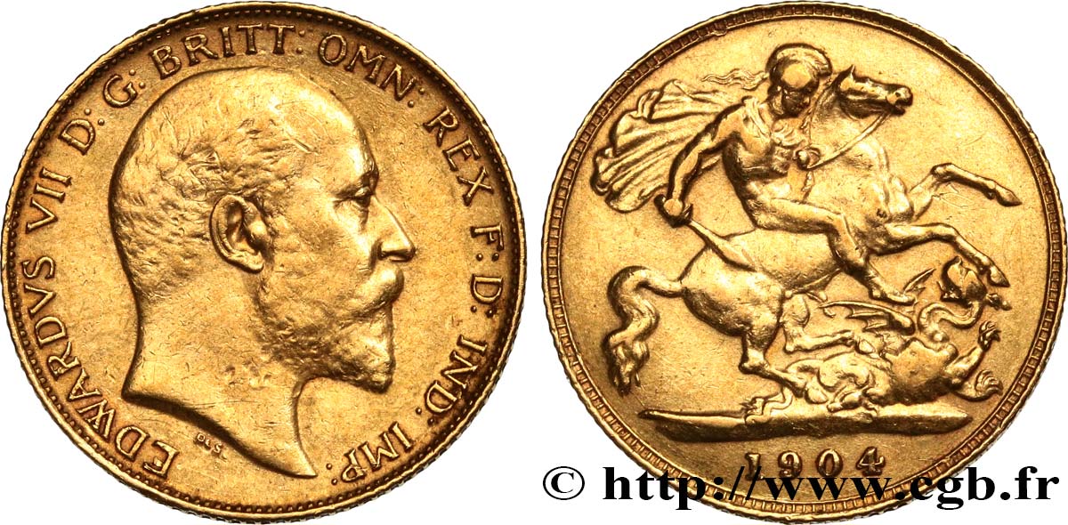 INVESTMENT GOLD 1/2 Souverain Edouard VII 1904 Londres VF 