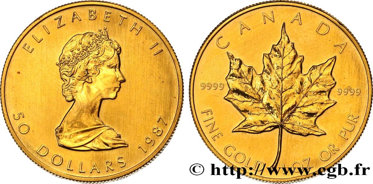 KANADA 50 Dollars  Maple Leaf  Elisabeth II 1987  fST 