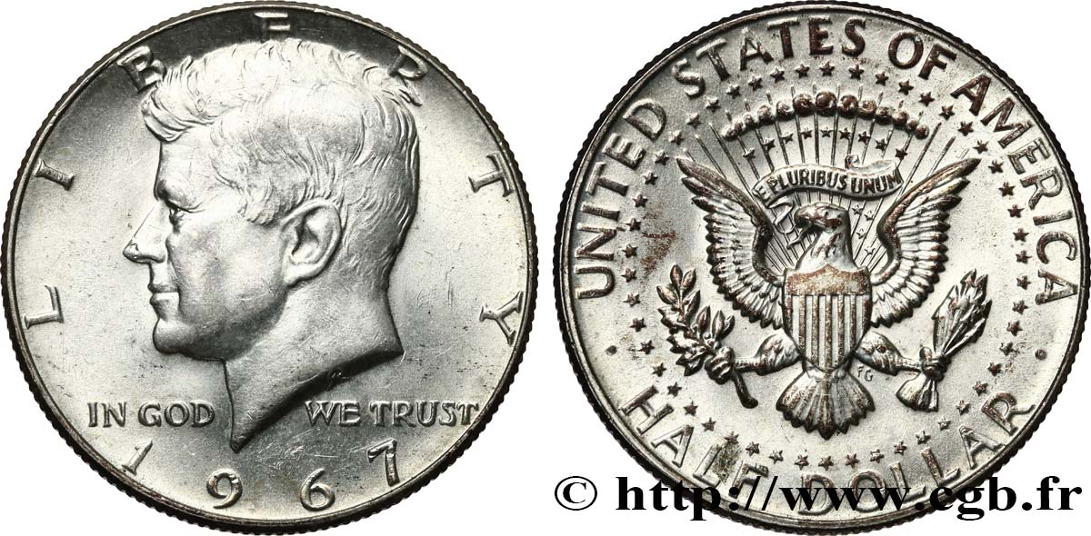 ESTADOS UNIDOS DE AMÉRICA 1/2 Dollar Kennedy 1967 Philadelphie EBC 