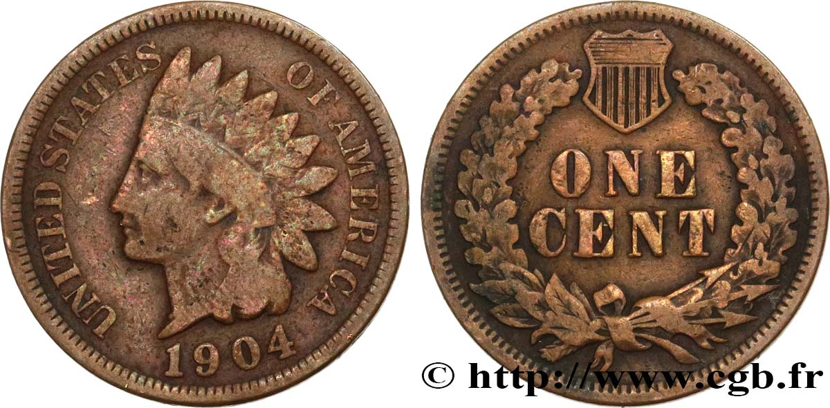 VEREINIGTE STAATEN VON AMERIKA 1 Cent tête d’indien, 3e type 1904 Philadelphie S 