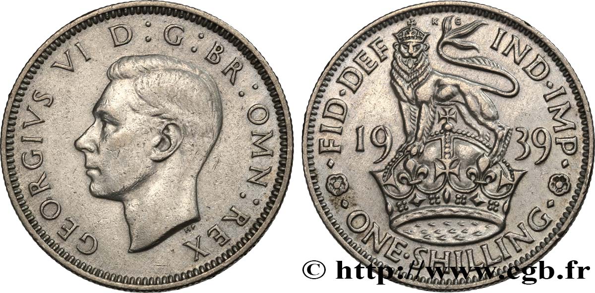 ROYAUME-UNI 1 Shilling Georges VI “England reverse” 1939  TTB 