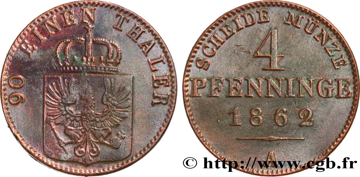 GERMANIA - PRUSSIA 4 Pfenninge 1862 Berlin BB 