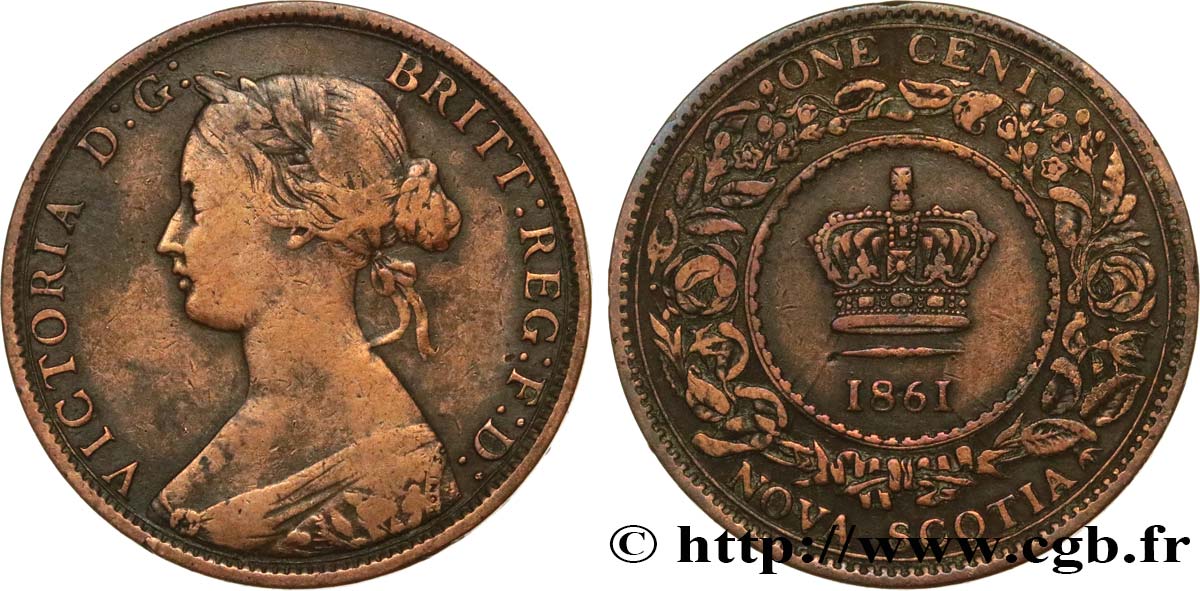 CANADA - NOUVELLE ÉCOSSE 1 Cent Victoria 1861  TB/TTB+ 