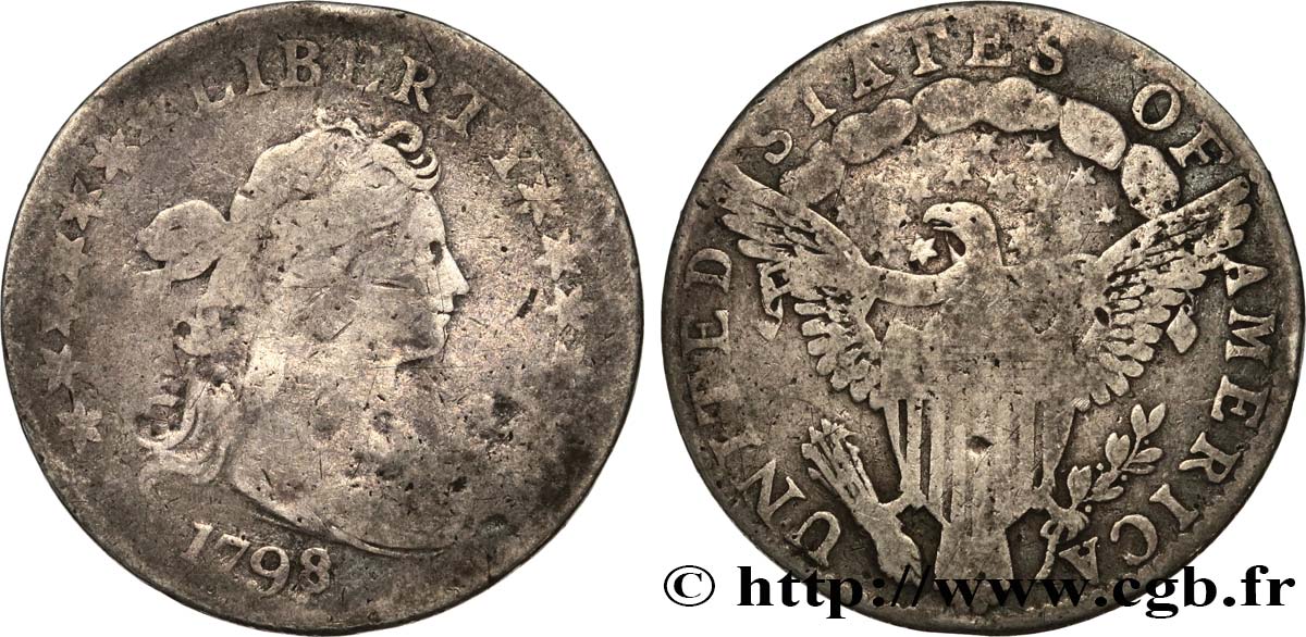 UNITED STATES OF AMERICA Dime Draped Bust 1798  VG 