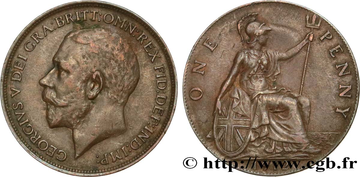 ROYAUME-UNI 1 Penny Georges V 1912  TTB 