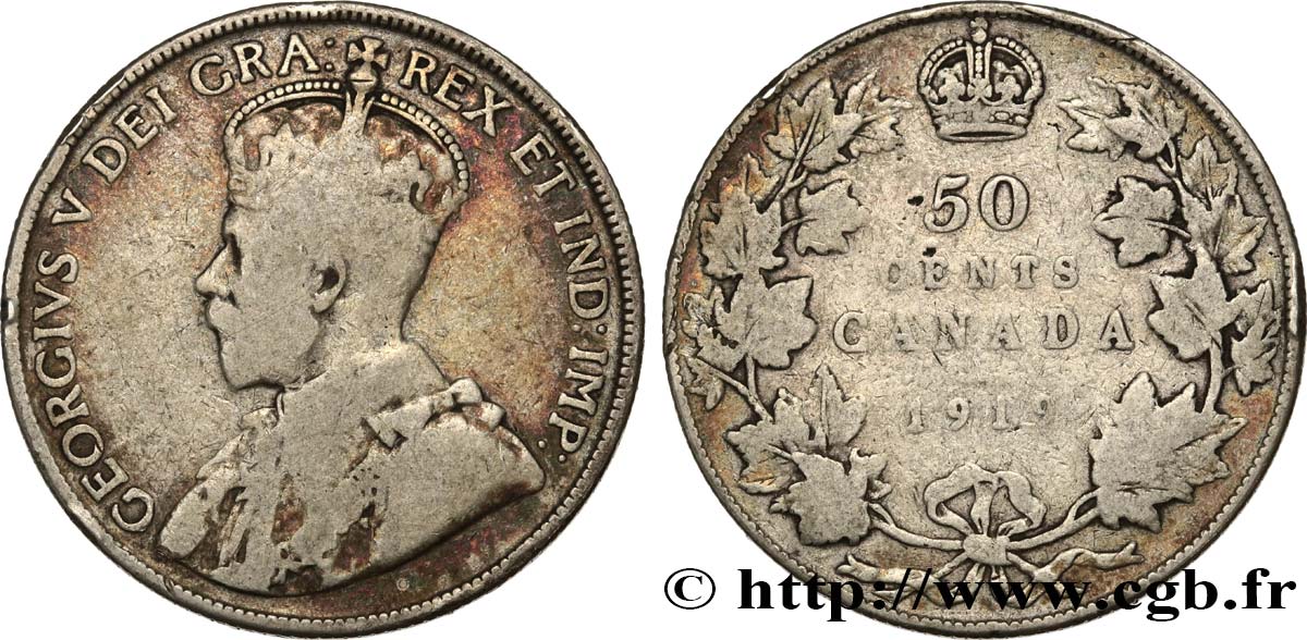 KANADA 50 Cents Georges V 1919  S 