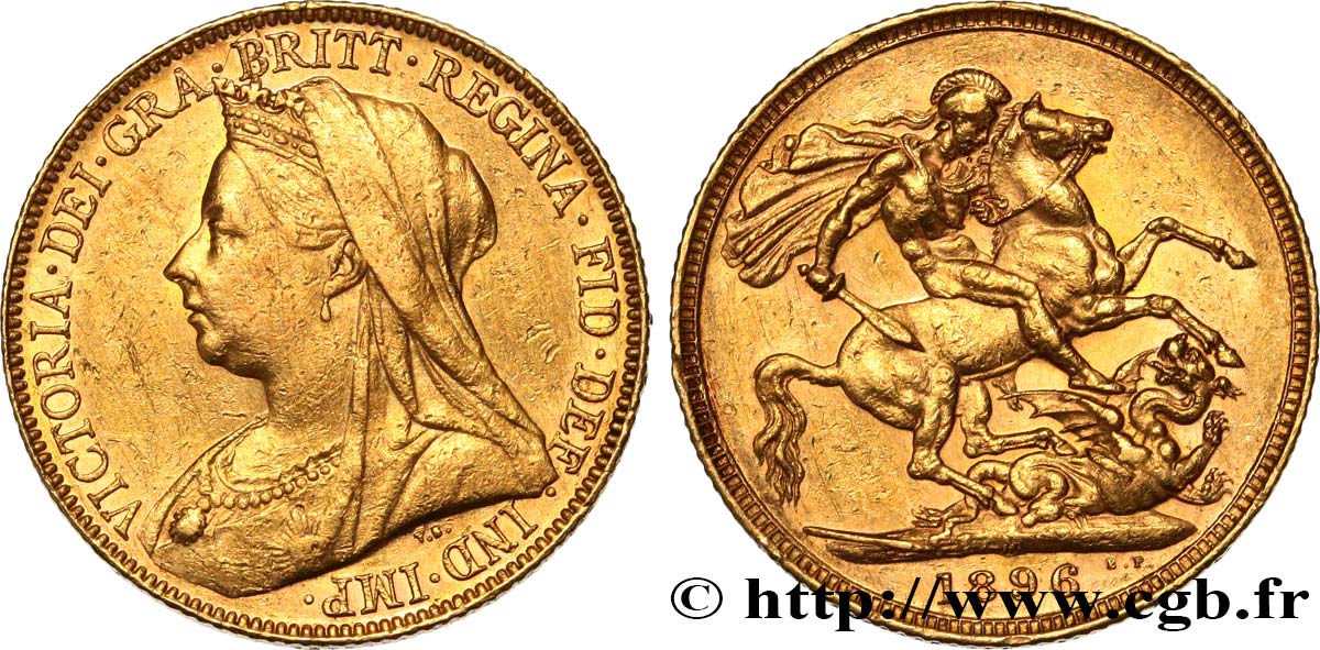 INVESTMENT GOLD 1 Souverain Victoria type vieille tête 1896 Melbourne AU/AU 