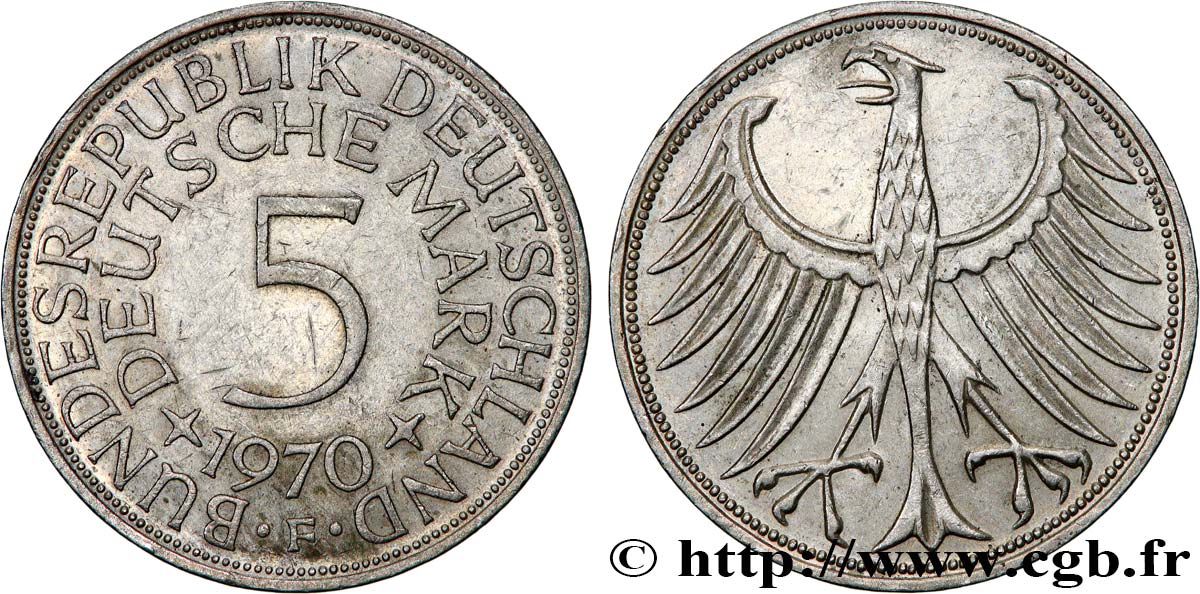 GERMANIA 5 Mark aigle 1970 Stuttgart BB 