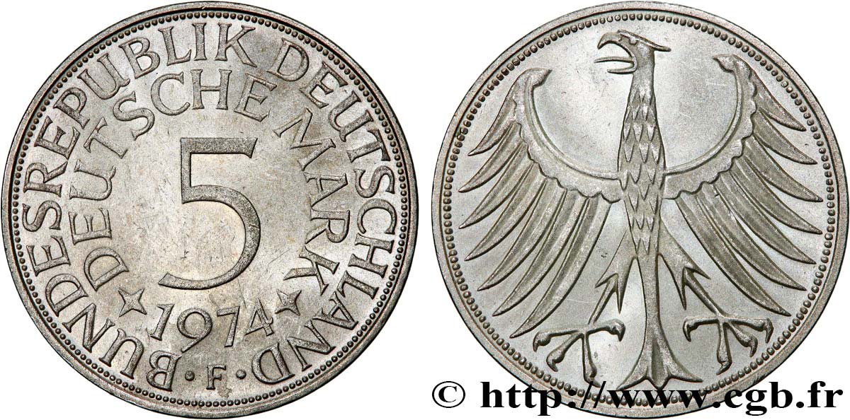 ALEMANIA 5 Mark aigle 1974 Stuttgart EBC 