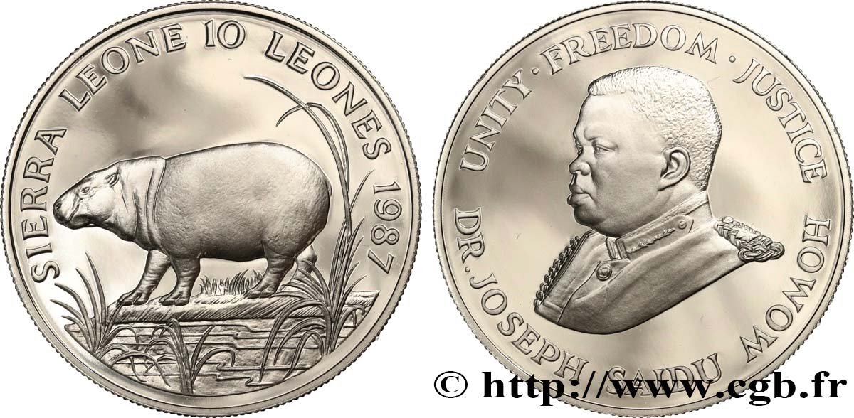SIERRA LEONE 10 Leones Proof 1987  MS 