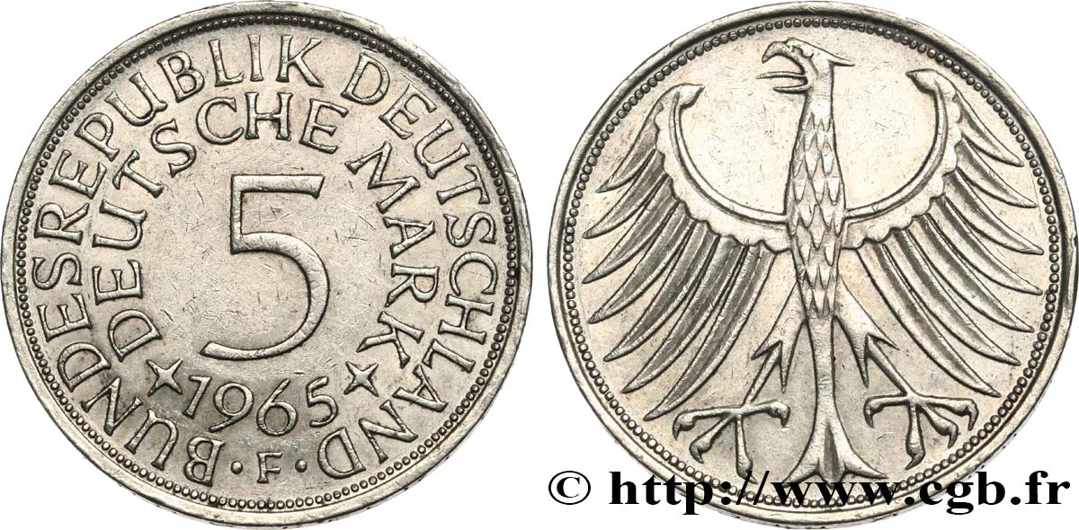 ALLEMAGNE 5 Mark aigle 1965 Stuttgart TTB+ 