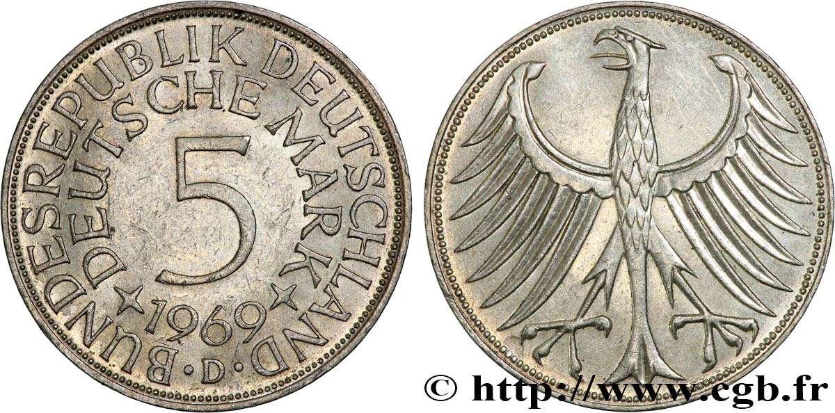 GERMANY 5 Mark aigle 1969 Munich AU 