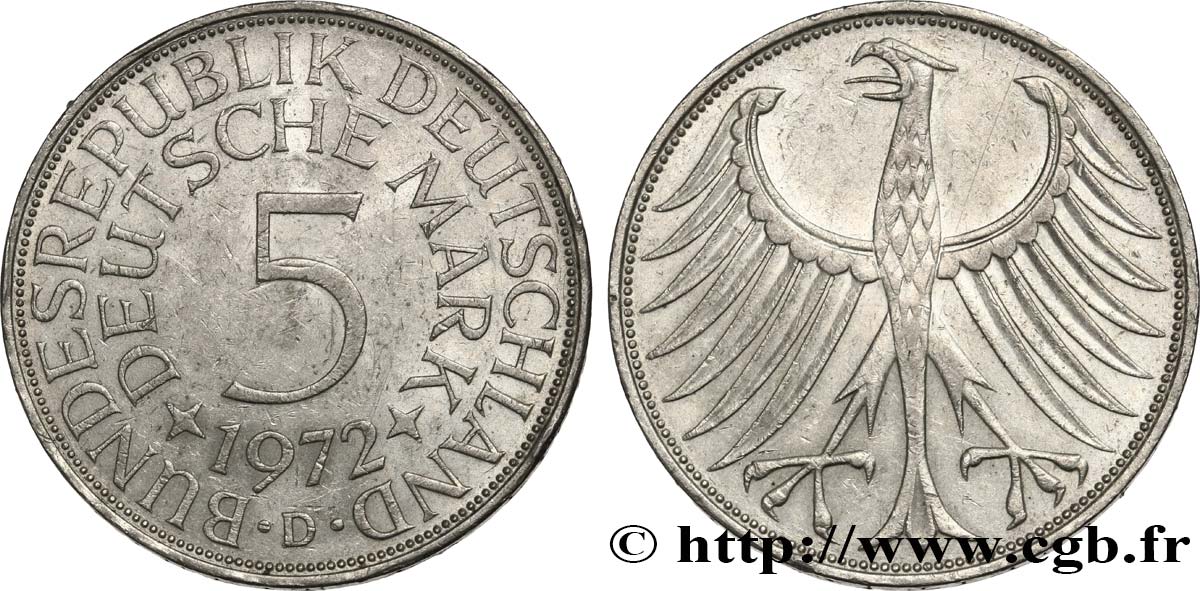ALLEMAGNE 5 Mark aigle 1972 Munic SUP 