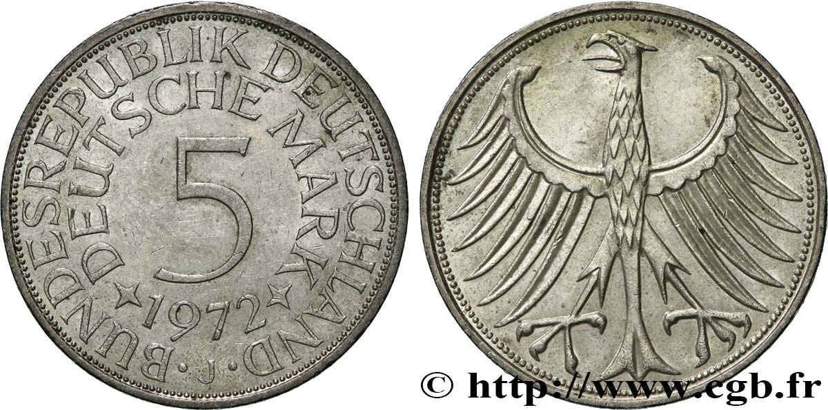 GERMANIA 5 Mark aigle 1972 Hambourg - J SPL 