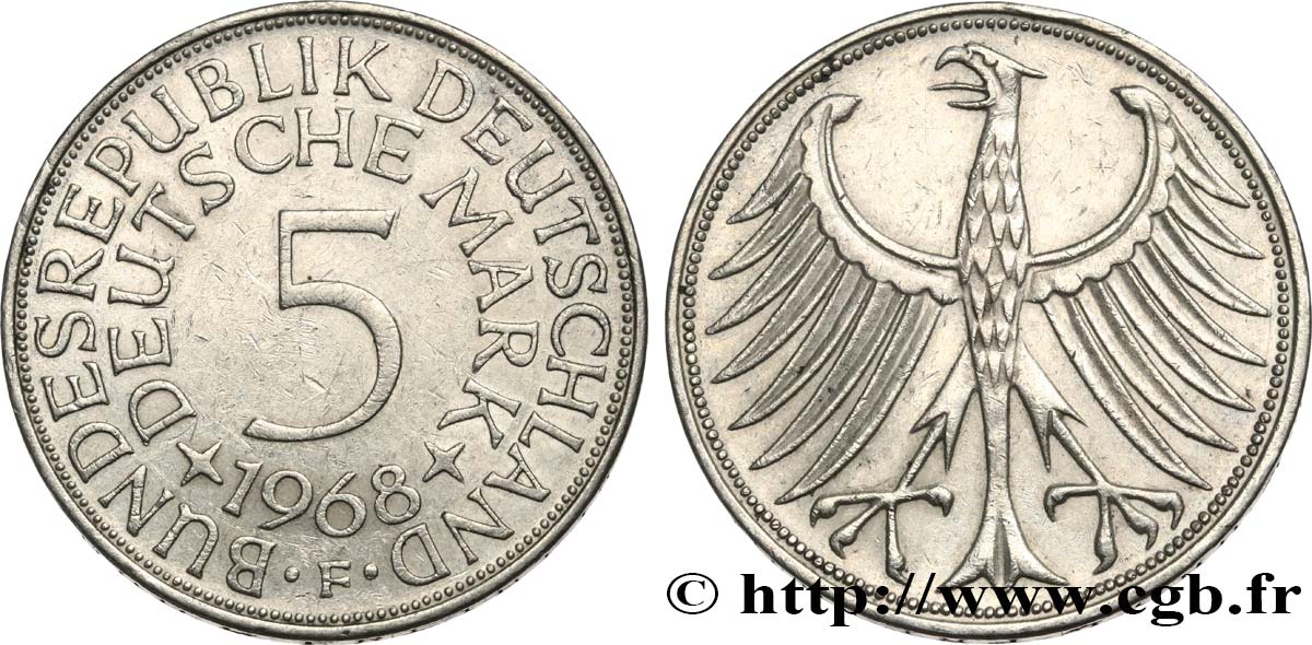 ALEMANIA 5 Mark aigle 1968 Stuttgart EBC 