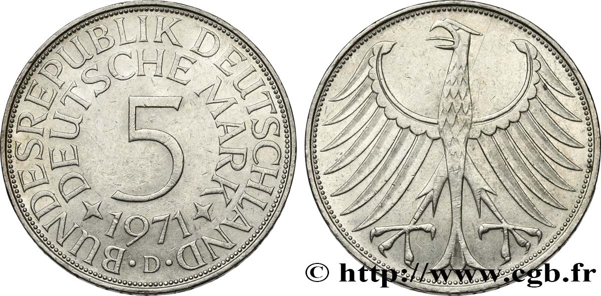GERMANY 5 Mark 1971 Munich - D AU 