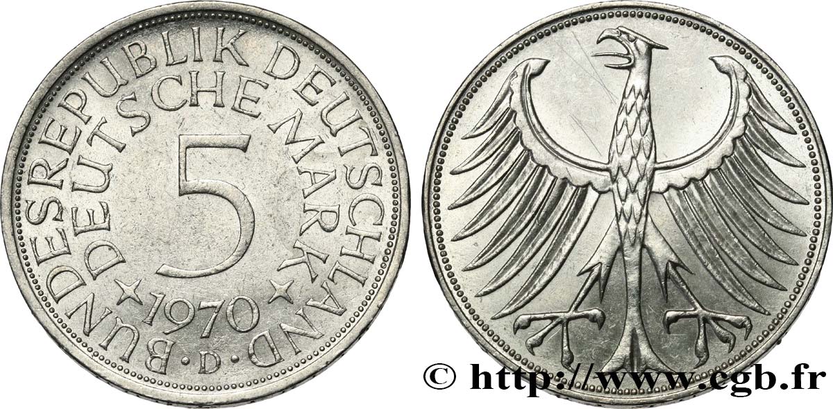 GERMANY 5 Mark 1970 Munich - D AU 