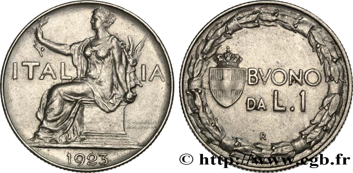 Italy 1 Lira Buono Da L 1 Italie Assise 1923 Rome R Fwo World Coins