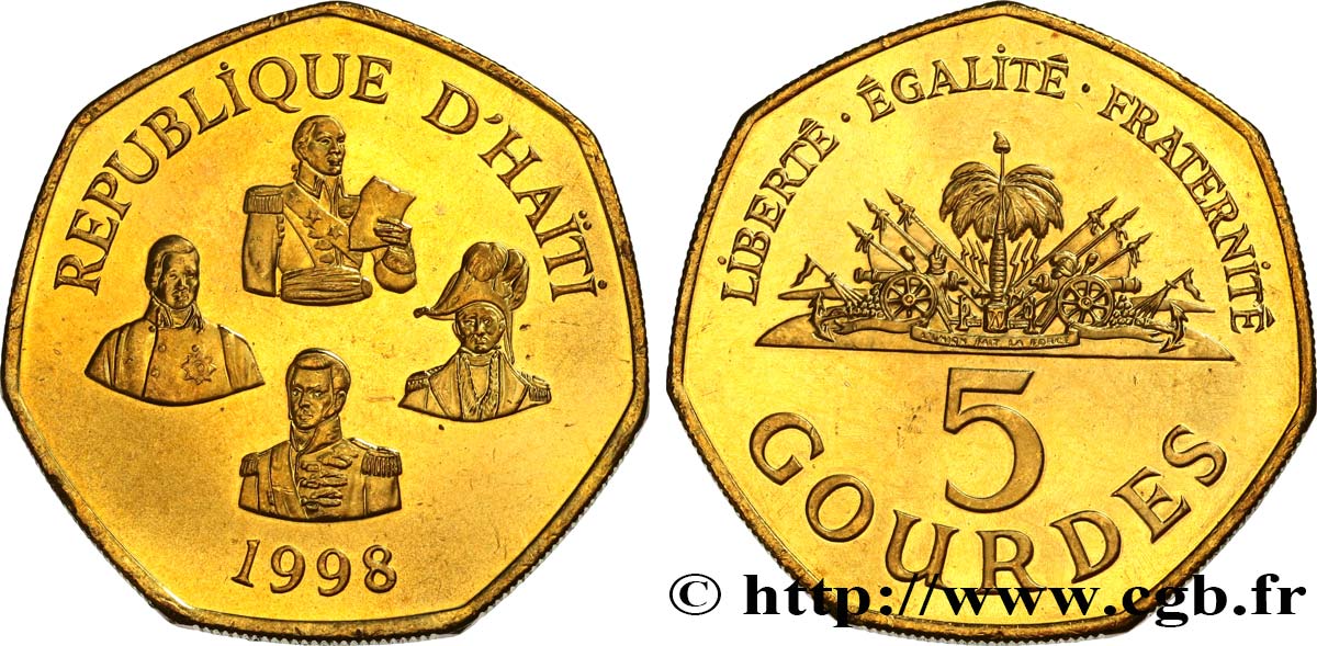 HAITI 5 Gourdes héros de l’Indépendance haïtienne 1998  SC 