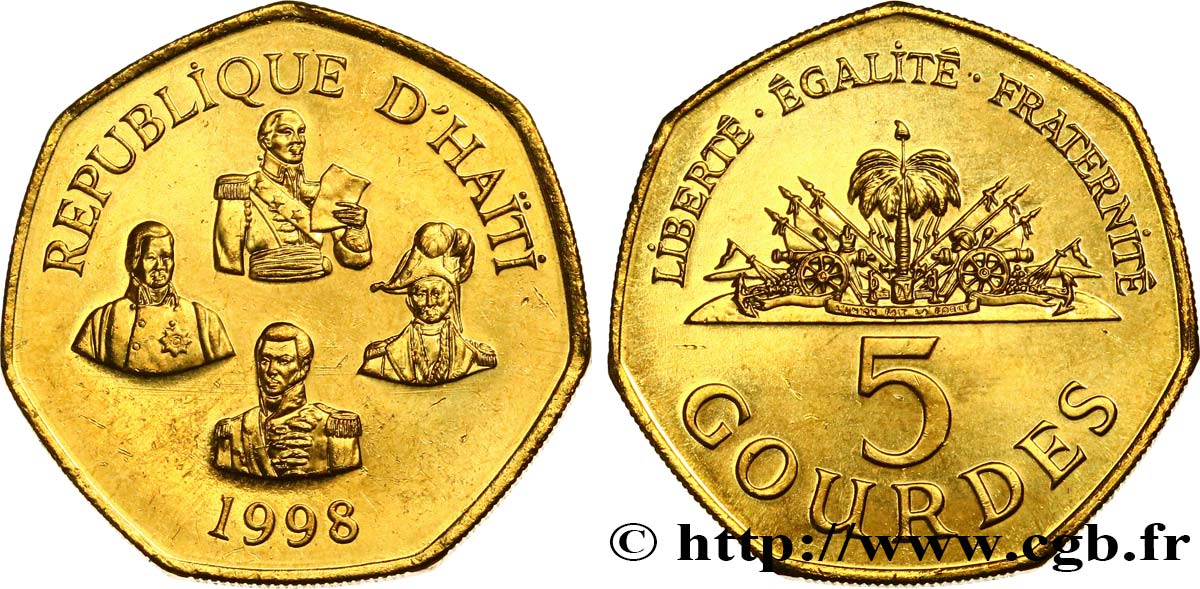 HAITI 5 Gourdes héros de l’Indépendance haïtienne 1998  AU 