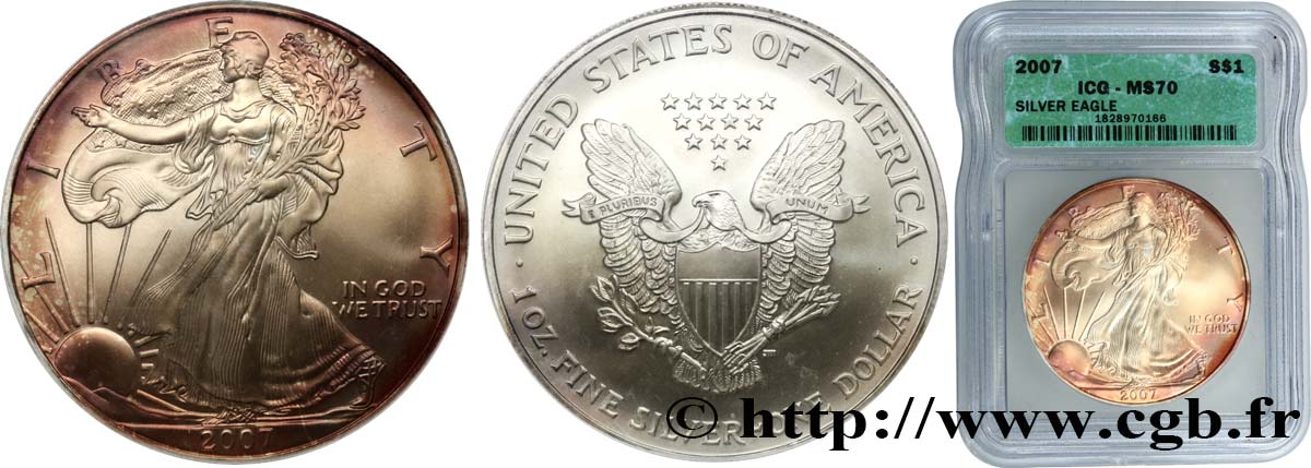 STATI UNITI D AMERICA 1 Dollar type Liberty Silver Eagle 2007 Philadelphie FDC70 autre