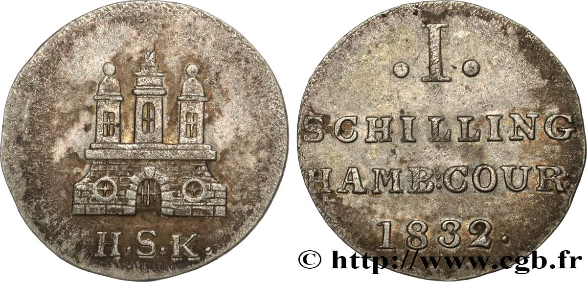 GERMANIA - LIBERA CITTA DE AMBURGO 1 Schilling 1832  BB 