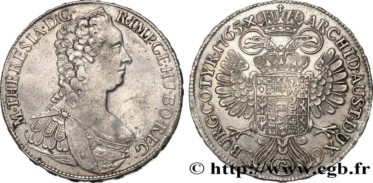 AUSTRIAN NETHERLANDS - MARGRAVIATE OF BURGAU - MARIA-THERESA Thaler 1765 Gunzburg VF/XF 