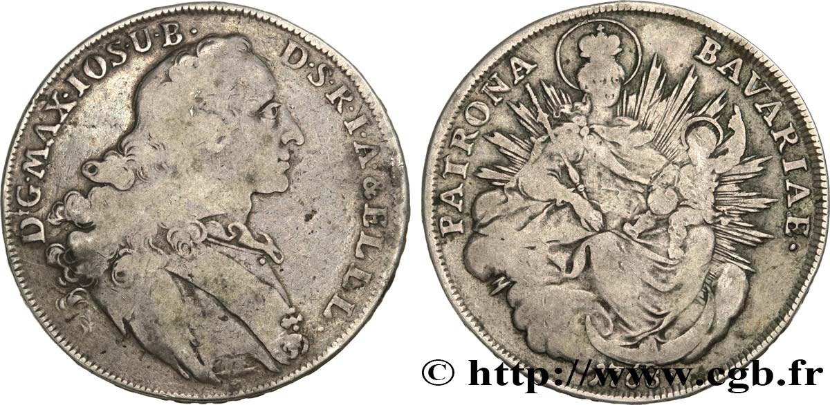 GERMANIA - BAVIERIA Thaler Maximilien III 1768 Munich MB 