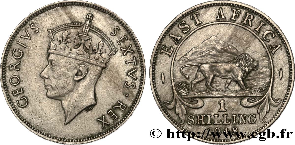 AFRICA DI L EST BRITANNICA  1 Shilling Georges VI 1948 British Royal Mint BB 