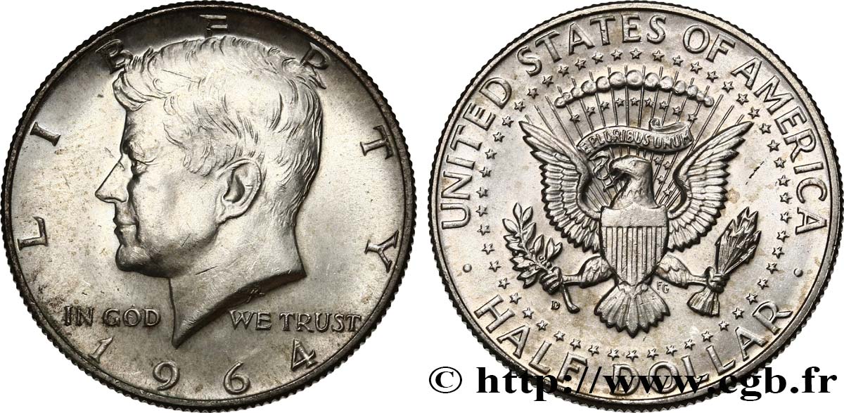 UNITED STATES OF AMERICA 1/2 Dollar Kennedy 1964 Philadelphie AU 