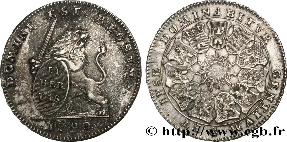 BELGIQUE - ÉTATS UNIS DE BELGIQUE Lion d’argent ou pièce de 3 florins 1790 Bruxelles MBC+/EBC 