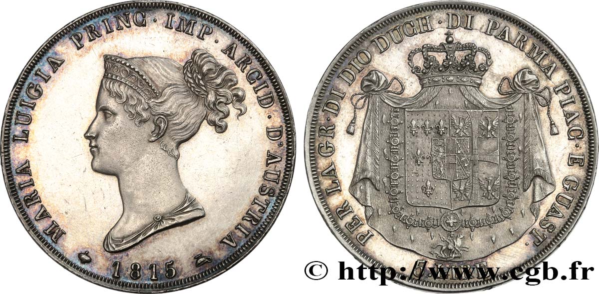 ITALIE - DUCHÉ DE PARME DE PLAISANCE ET DE GUASTALLA - MARIE-LOUISE D AUTRICHE 5 Lire 1815 Milan SPL 