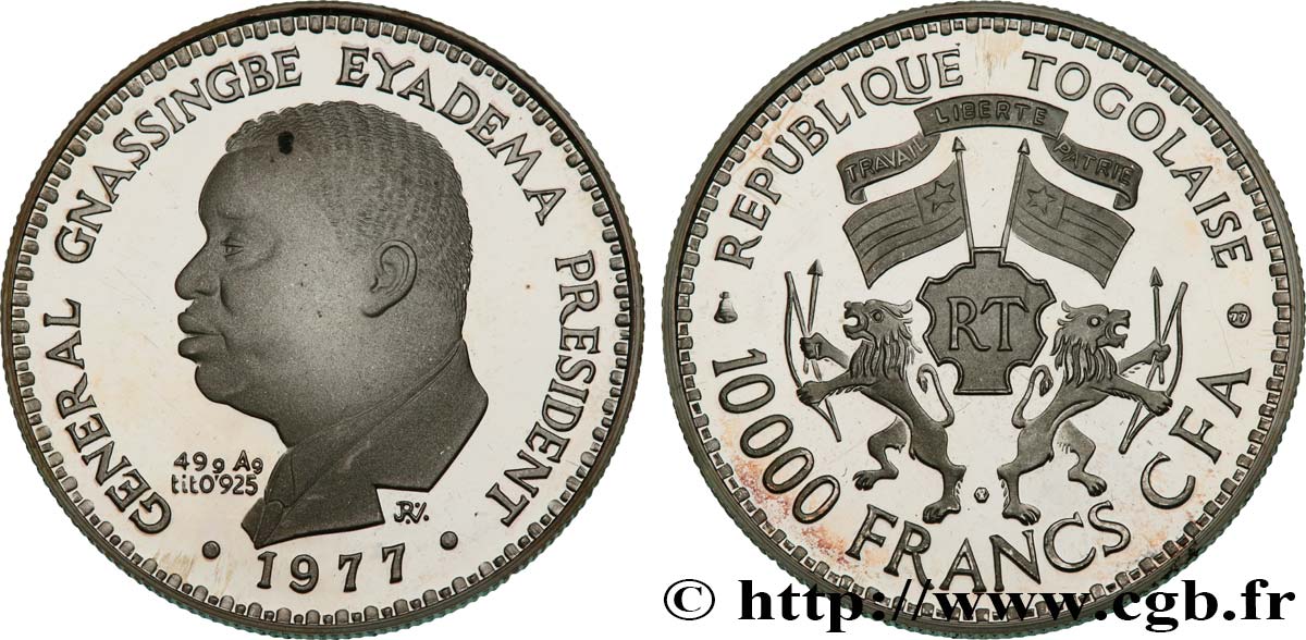 TOGO - GNASSINGBÉ EYADEMA 10000 Francs Président Eyadema 1977  SPL 