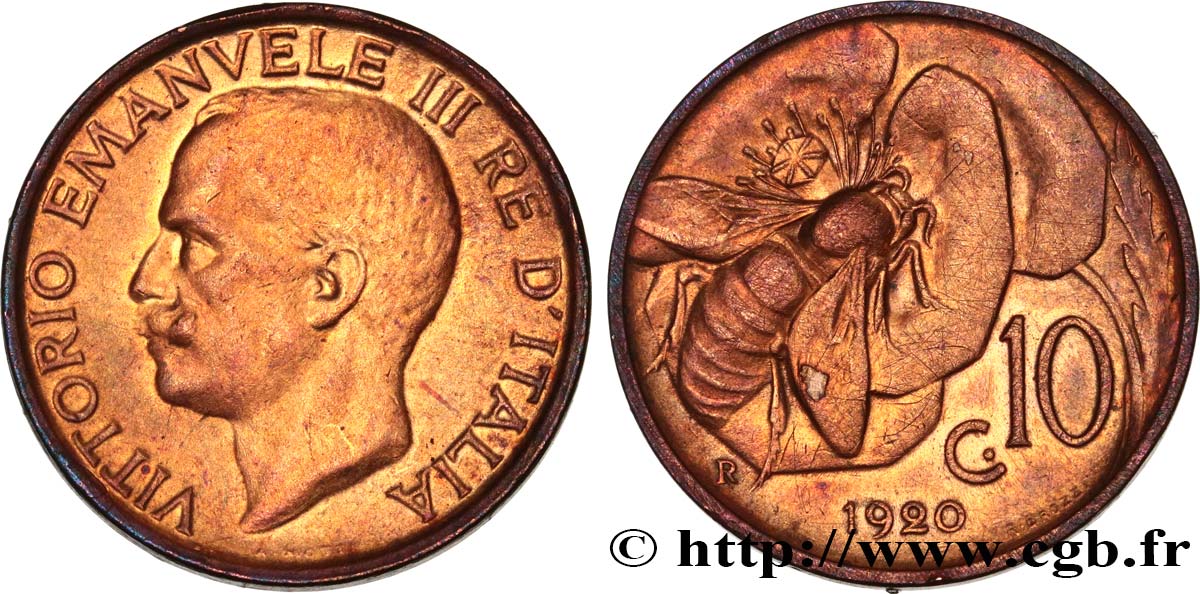 ITALIE 10 Centesimi Victor Emmanuel III 1920 Rome - R SUP 