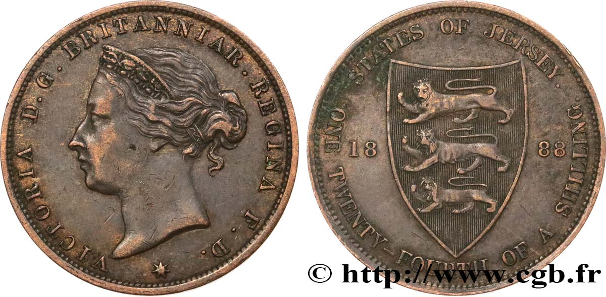 ISLA DE JERSEY 1/24 Shilling Reine Victoria 1888 Heaton - H MBC 