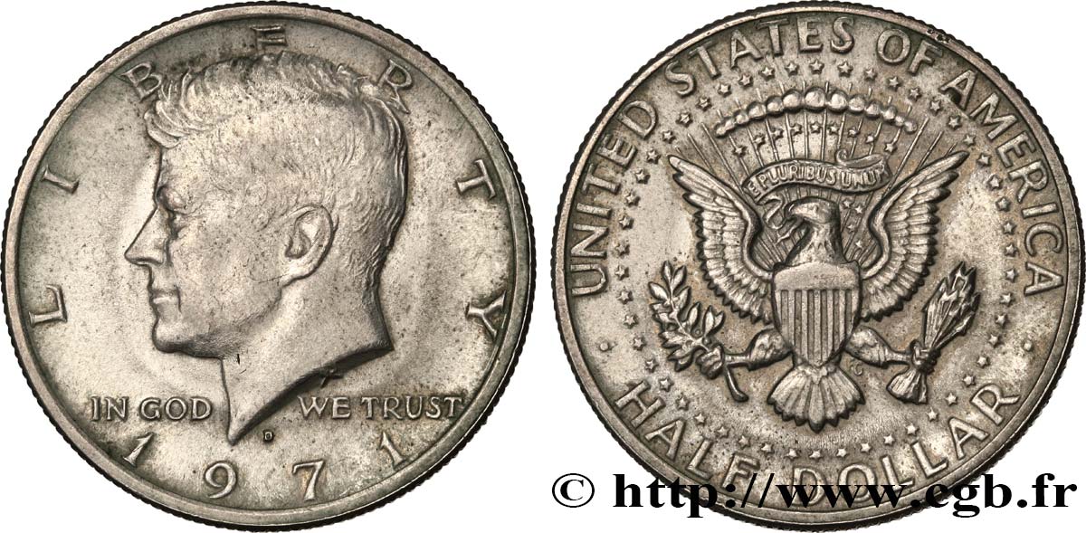 ÉTATS-UNIS D AMÉRIQUE 1/2 Dollar Kennedy 1971 Denver TTB+ 