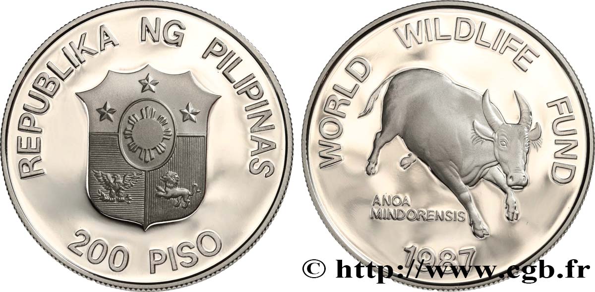 PHILIPPINES 200 Piso Proof Tamarau 1987  SPL 