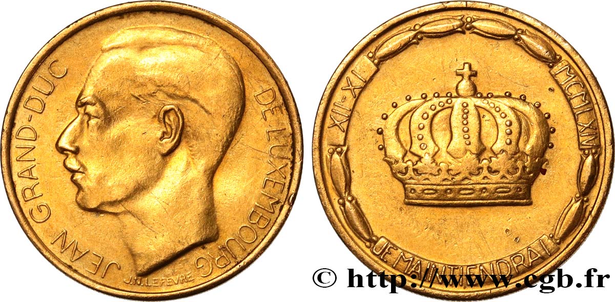 LUSSEMBURGO 20 Francs Grand-Duc Jean 1964  BB 