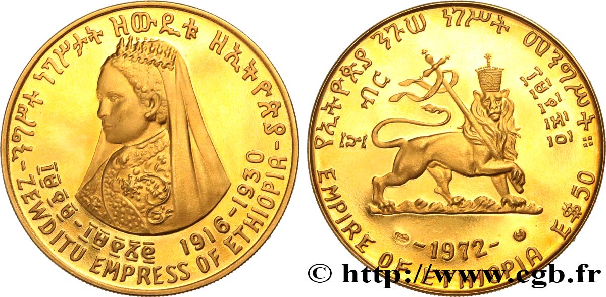 ETHIOPIA 50 Dollars Impératrice Zaouditou 1972  MS 