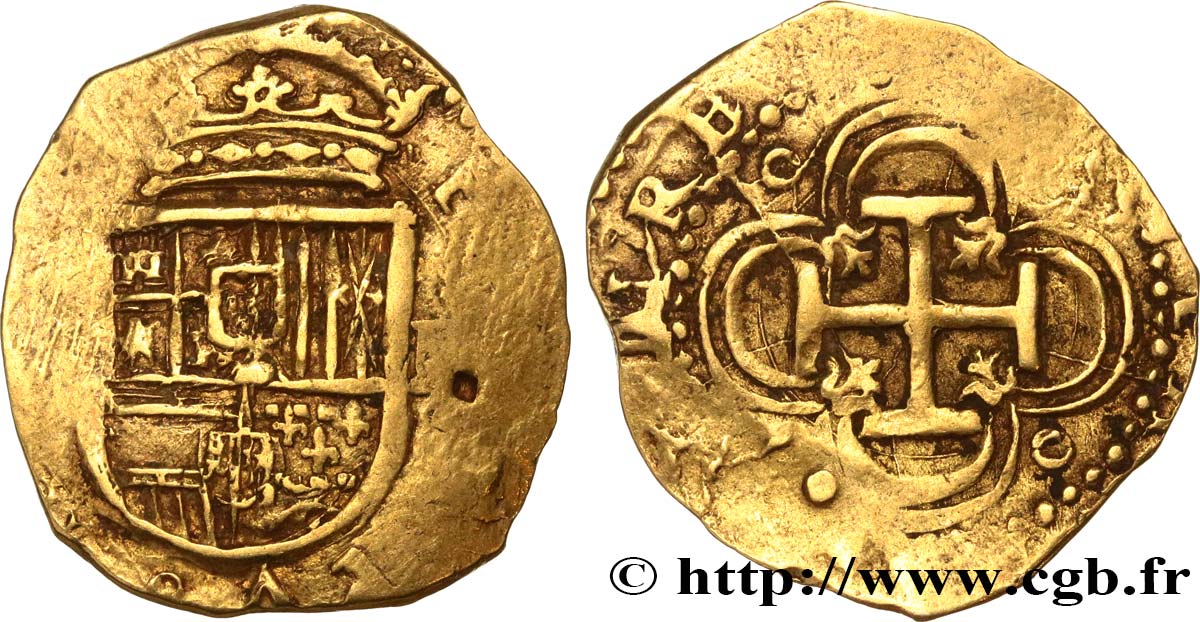 SPAIN - KINGDOM OF SPAIN - PHILIP II 2 Escudos - n°170 n.d. Séville AU 