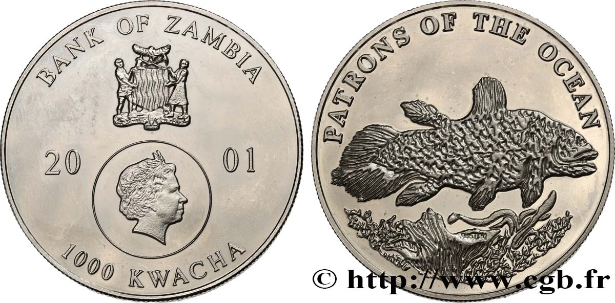 ZAMBIA 1000 Kwacha Cœlacanthe 2001  MS 