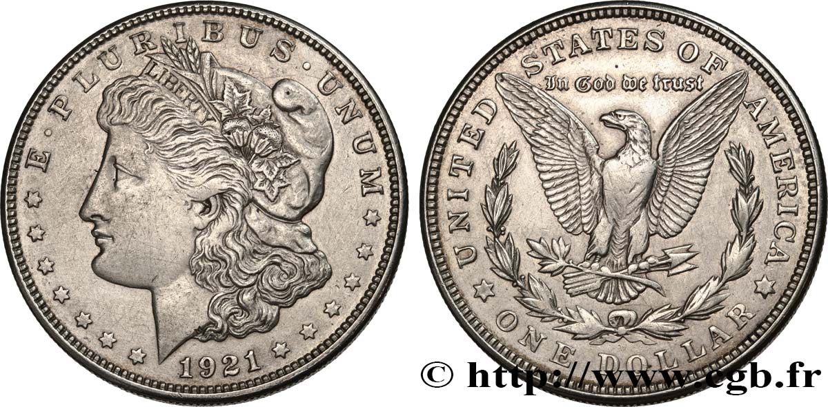 ÉTATS-UNIS D AMÉRIQUE 1 Dollar Morgan 1921 Philadelphie TTB 