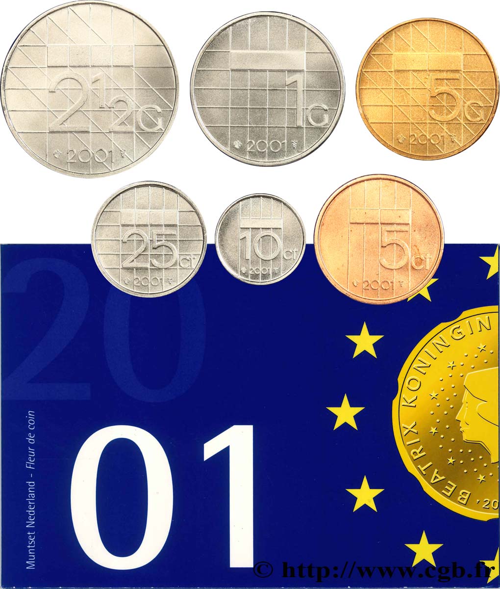 NETHERLANDS Série 6 monnaies 2001 Utrecht MS 