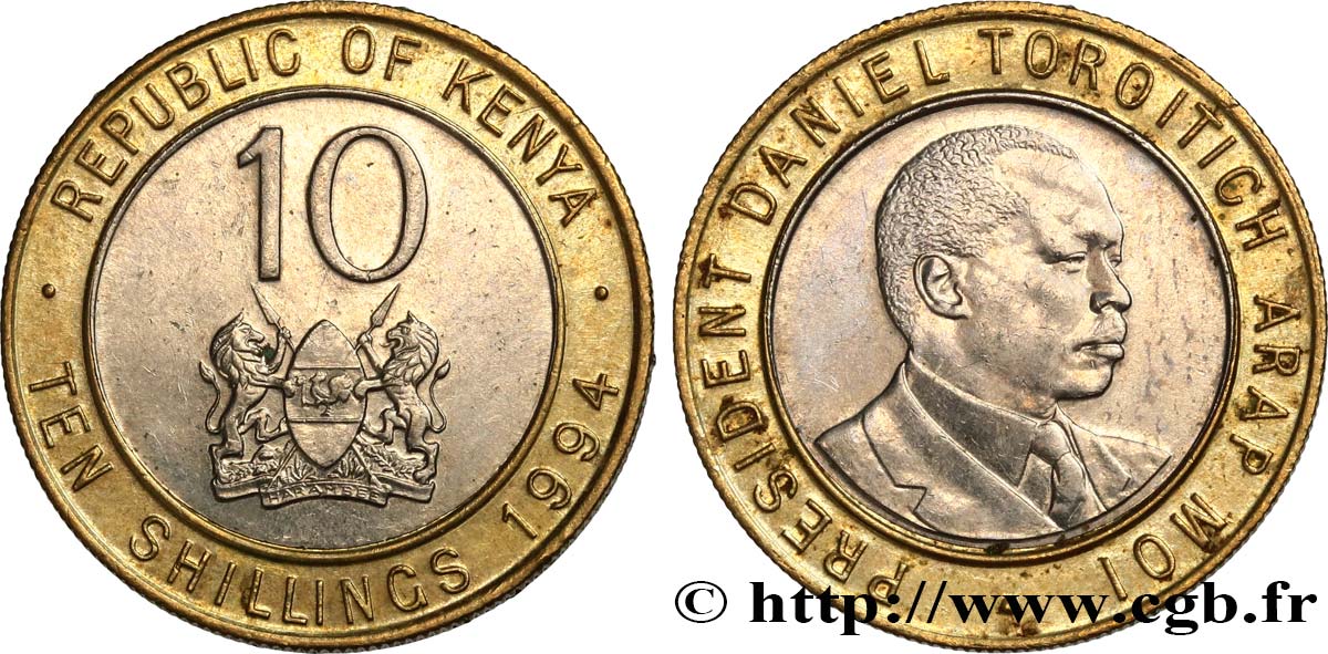 KENIA 10 Shillings Président Daniel Arap Moi 1994  EBC 