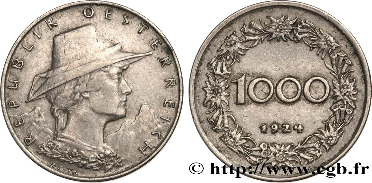 AUSTRIA 1000 Kronen 1924  MBC 