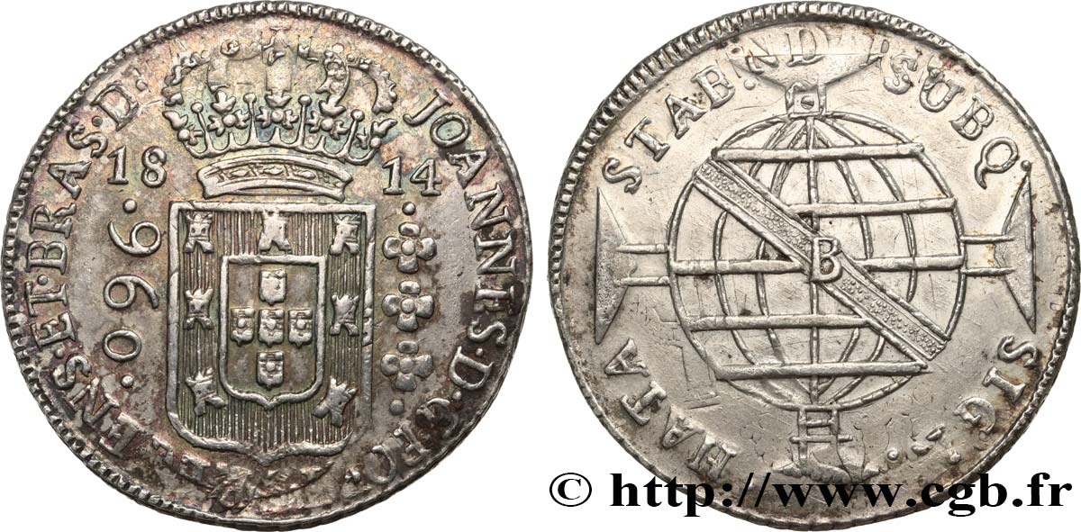 BRAZIL 960 Réis Jean VI (Joao) 1814 Bahia AU 
