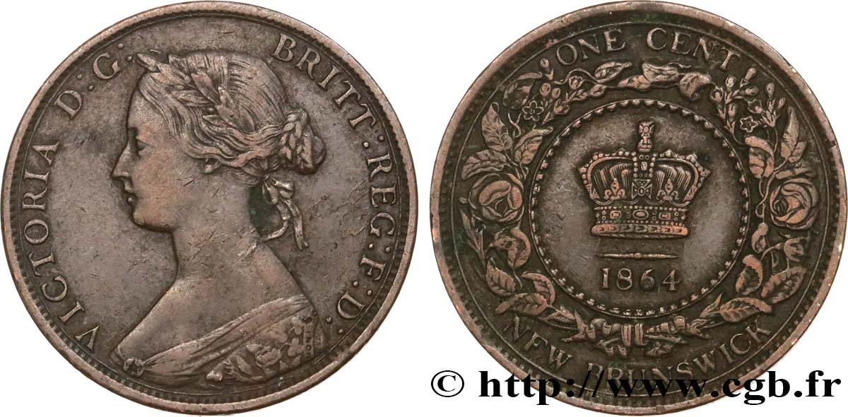 CANADA - NEW BRUNSWICK 1 Cent Victoria 1864  XF 